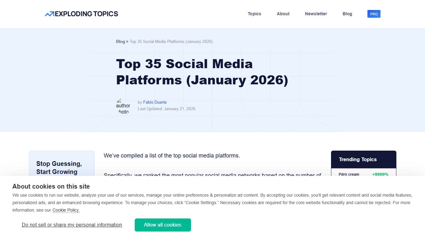 Top 35 Social Media Platforms (January 2026)